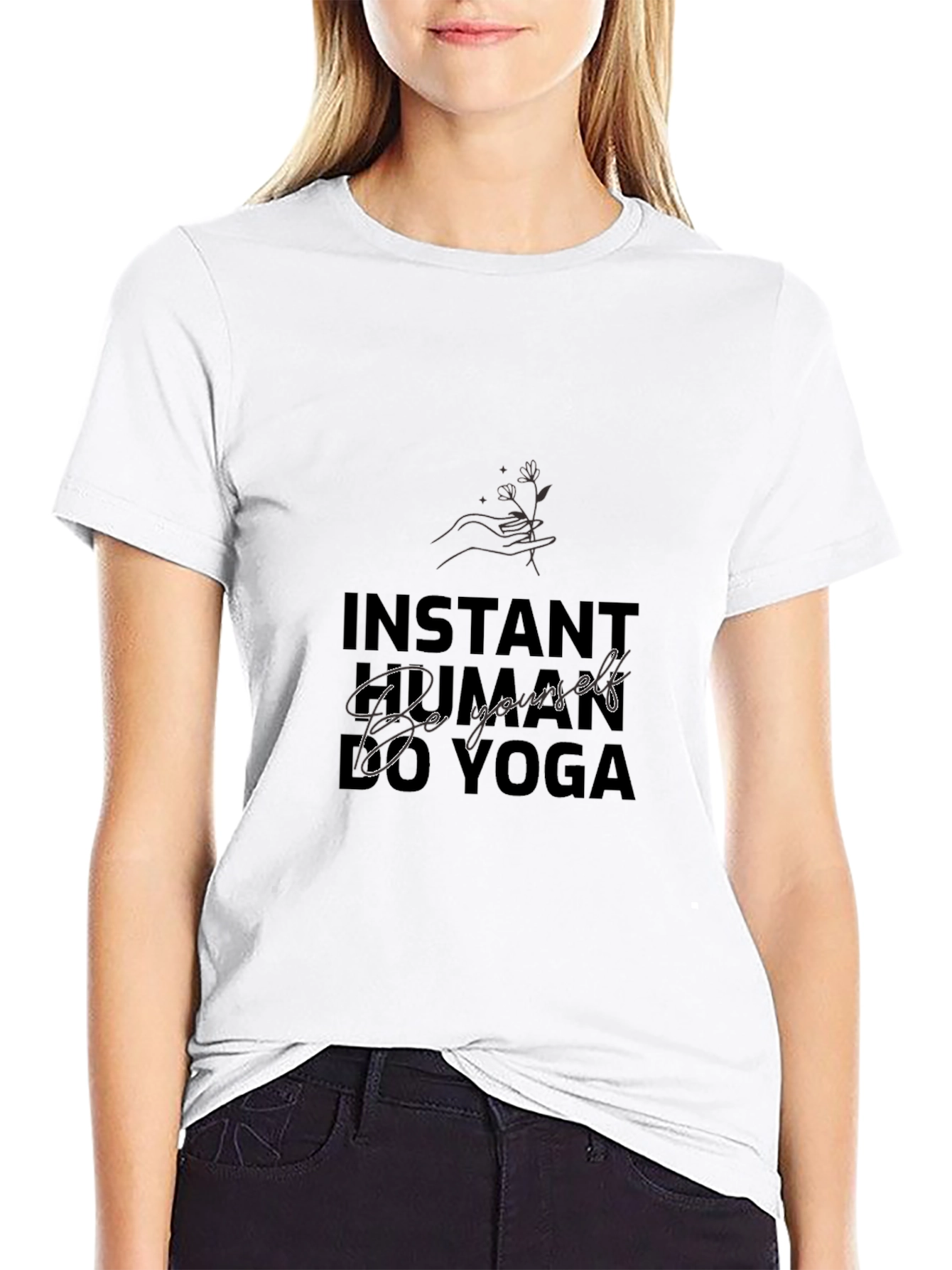 Instant Human Just Add Yoga - Black T-Shirt