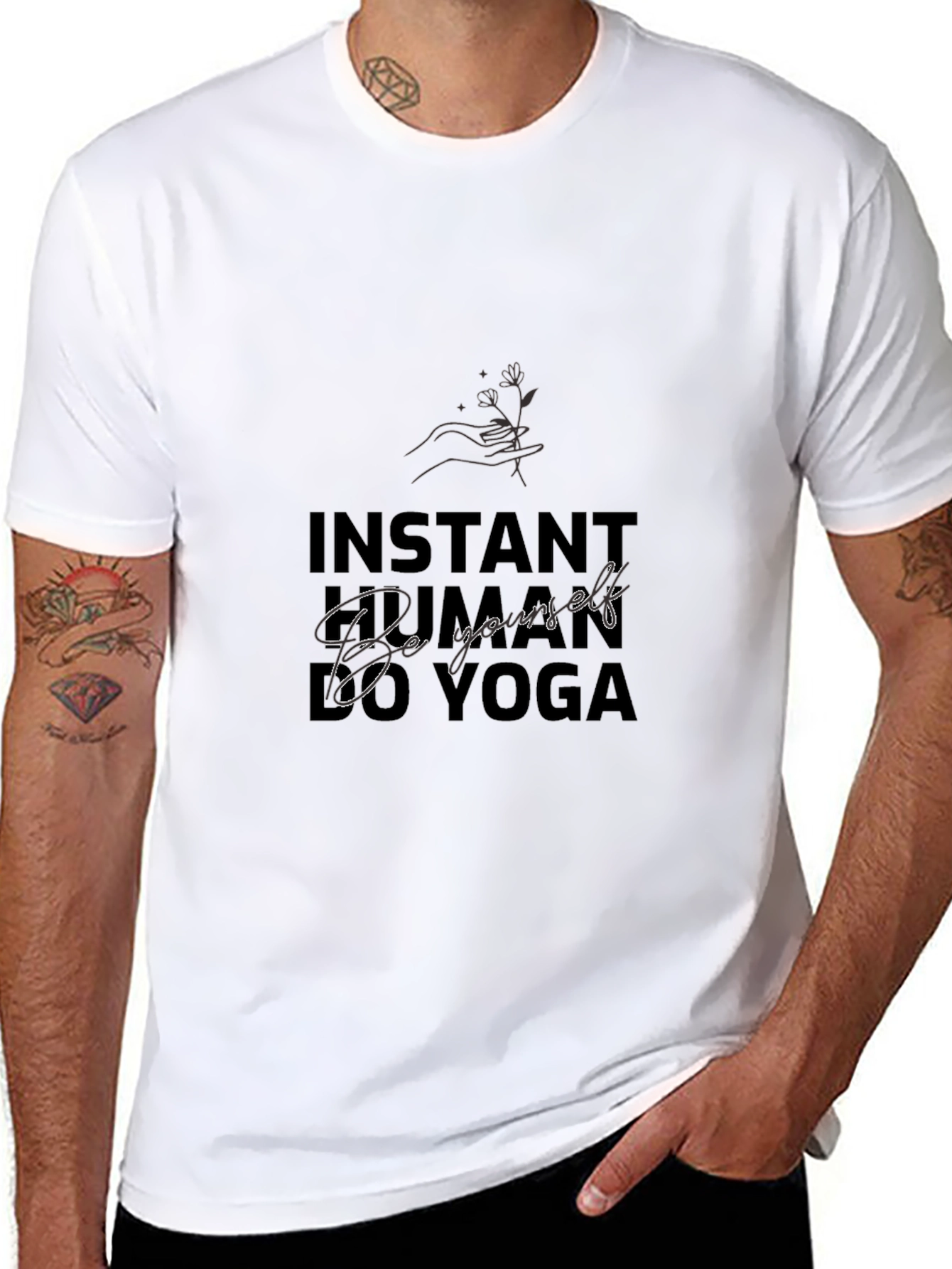 Instant Human Just Add Yoga - Black T-Shirt