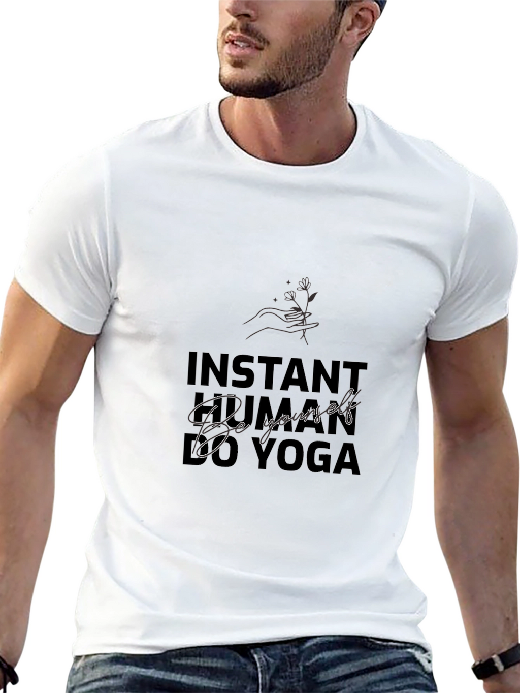 Instant Human Just Add Yoga - Black T-Shirt