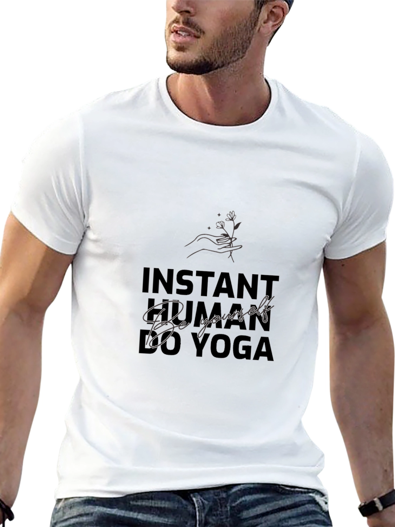 Instant Human Just Add Yoga - Black T-Shirt