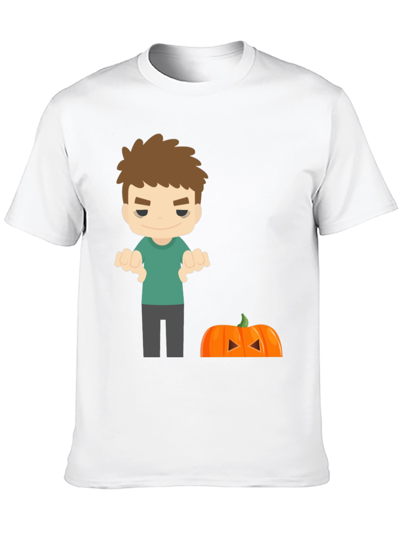 Halloween Cartoon Boy & Pumpkin T-Shirt
