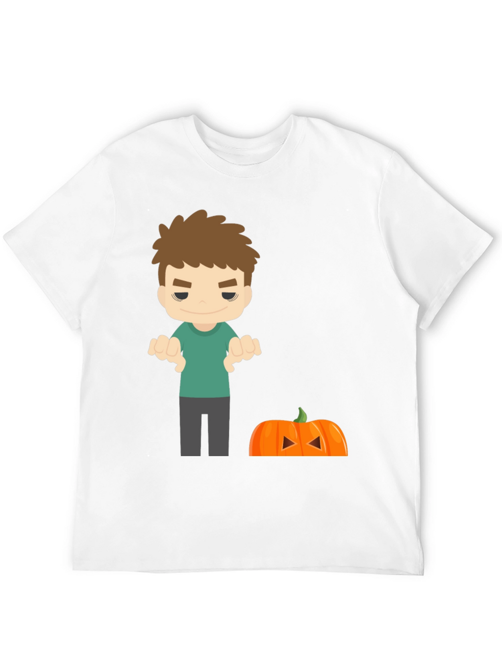 Halloween Cartoon Boy & Pumpkin T-Shirt