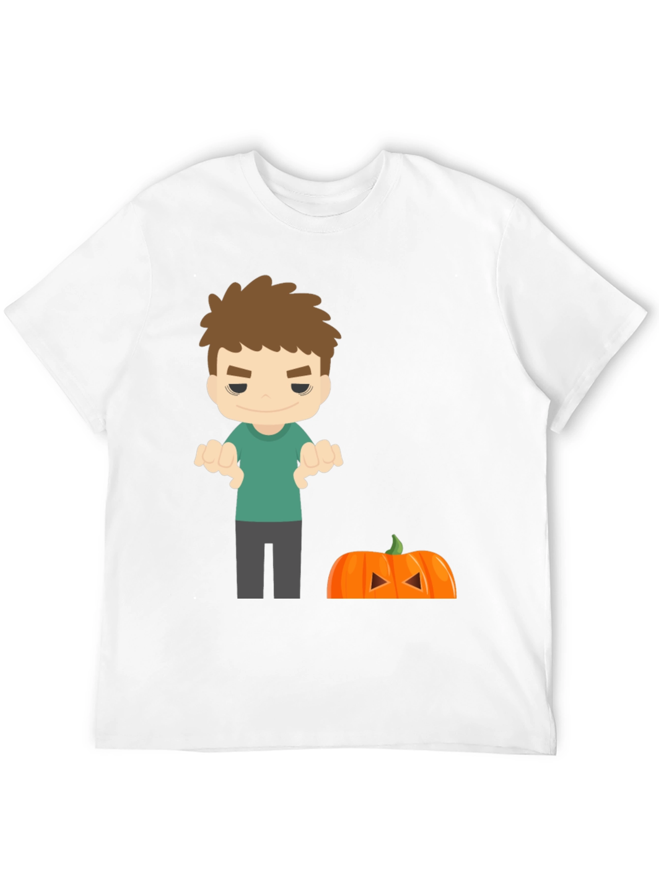Halloween Cartoon Boy & Pumpkin T-Shirt
