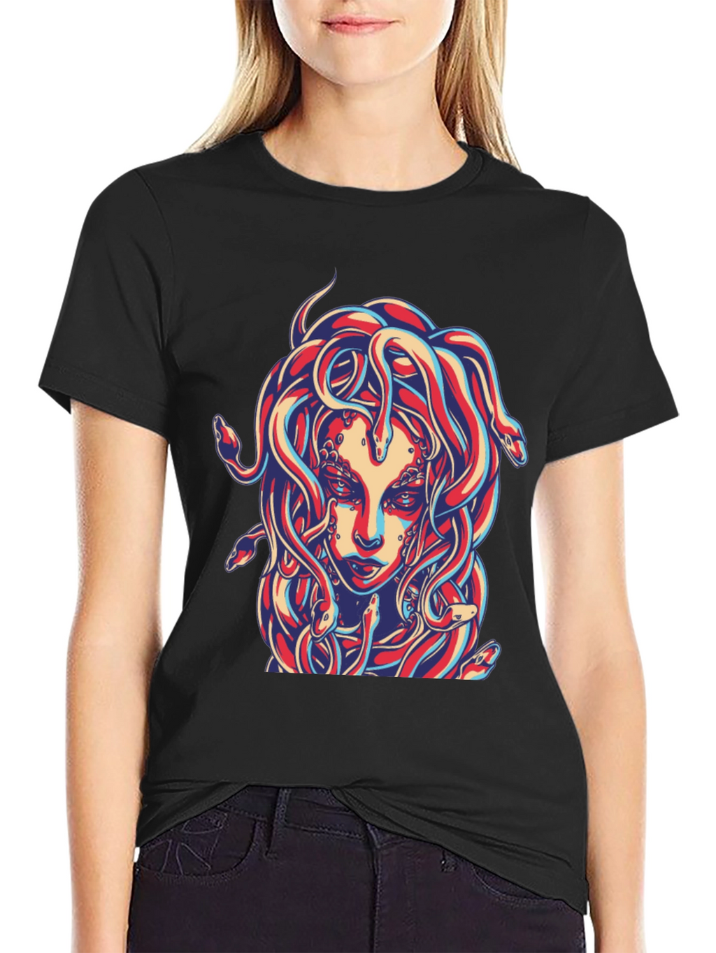 Medusa Graphic Print Black T-Shirt
