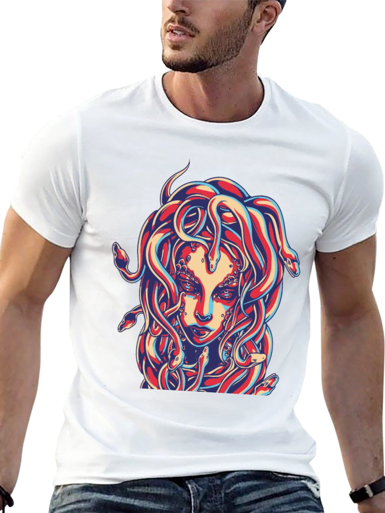 Medusa Graphic Print Black T-Shirt