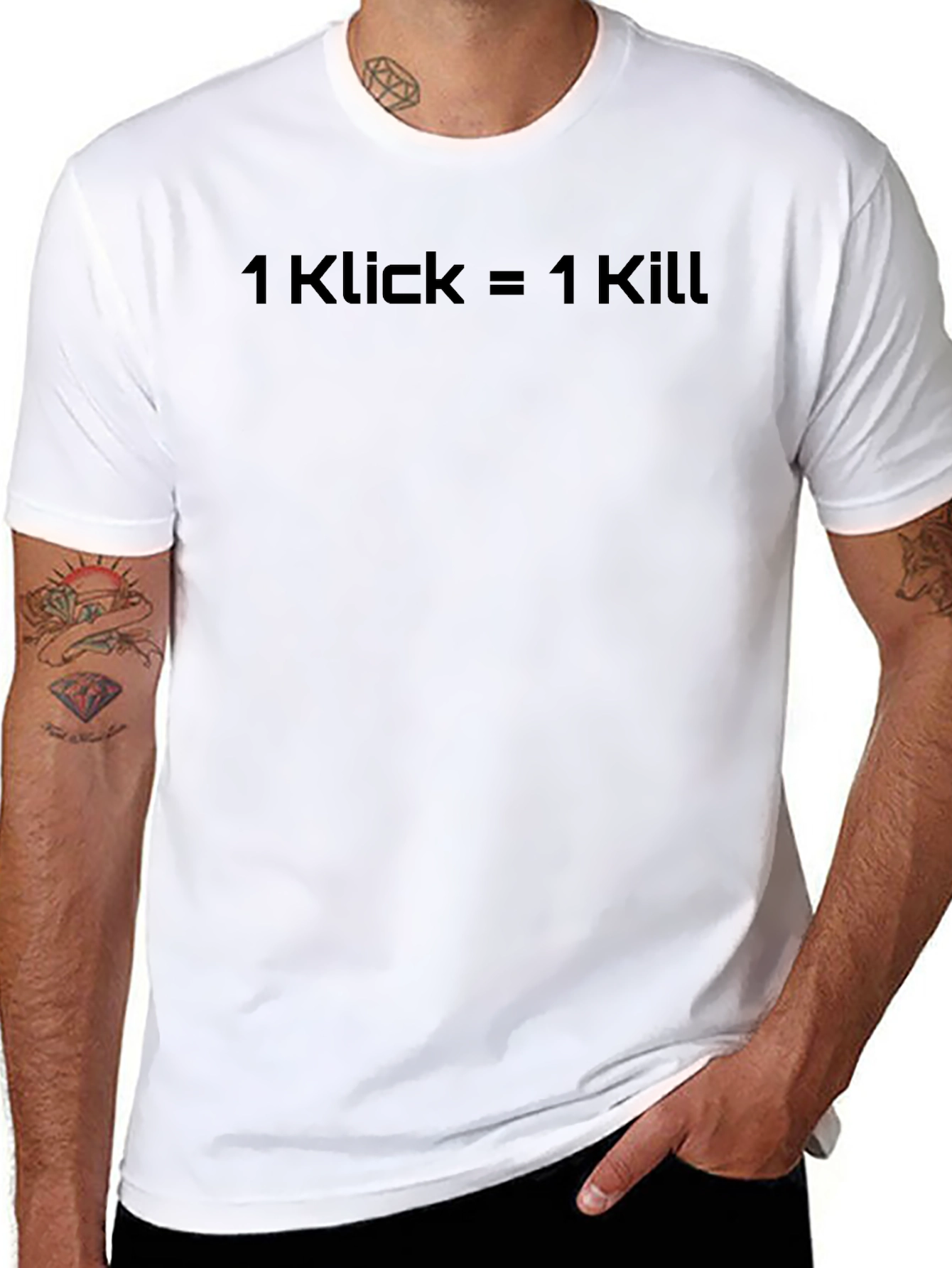 1 Klick = 1 Kill Black Graphic T-Shirt