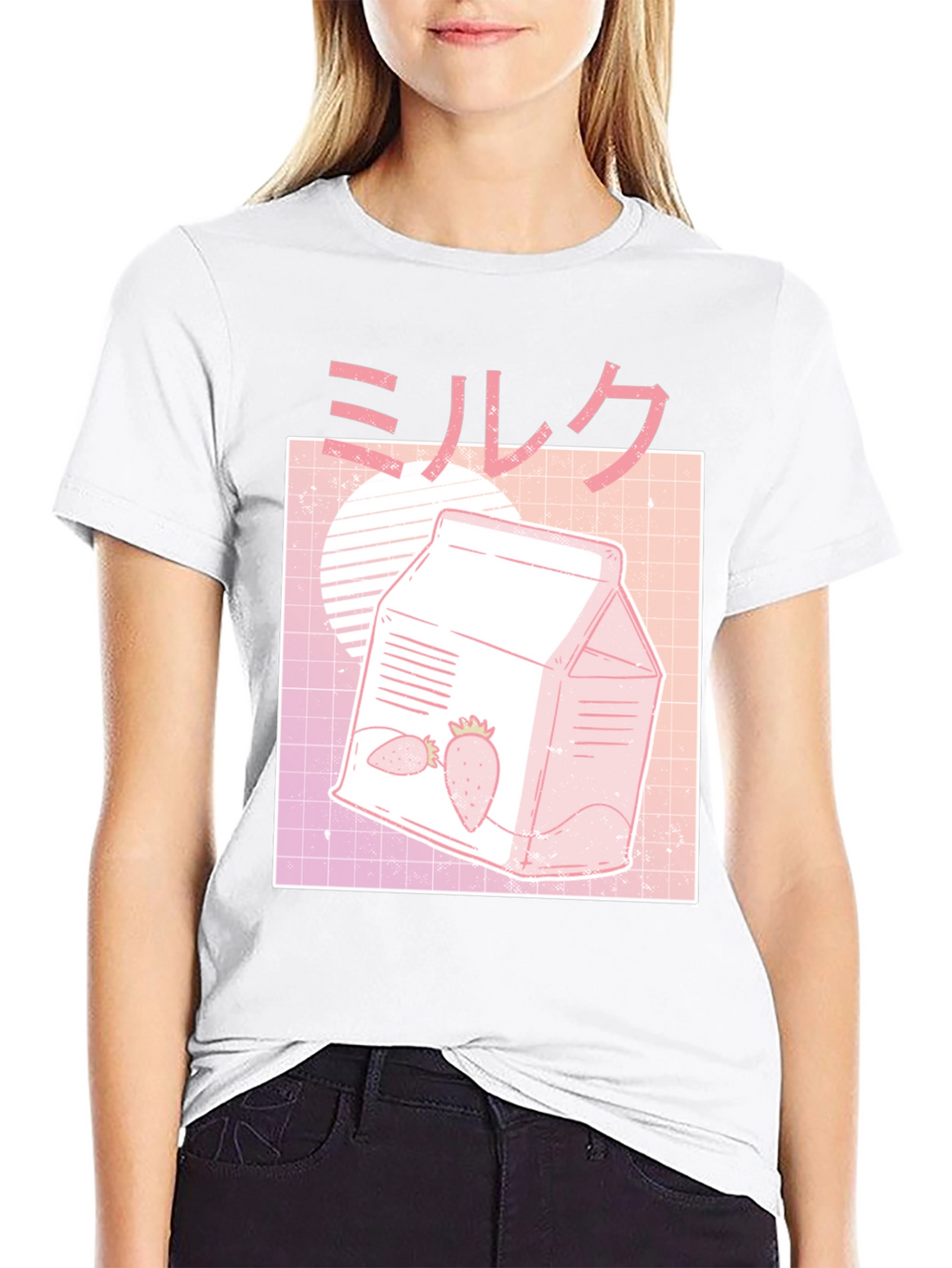 Strawberry Milk Graphic Tee - Vaporwave Aesthetic