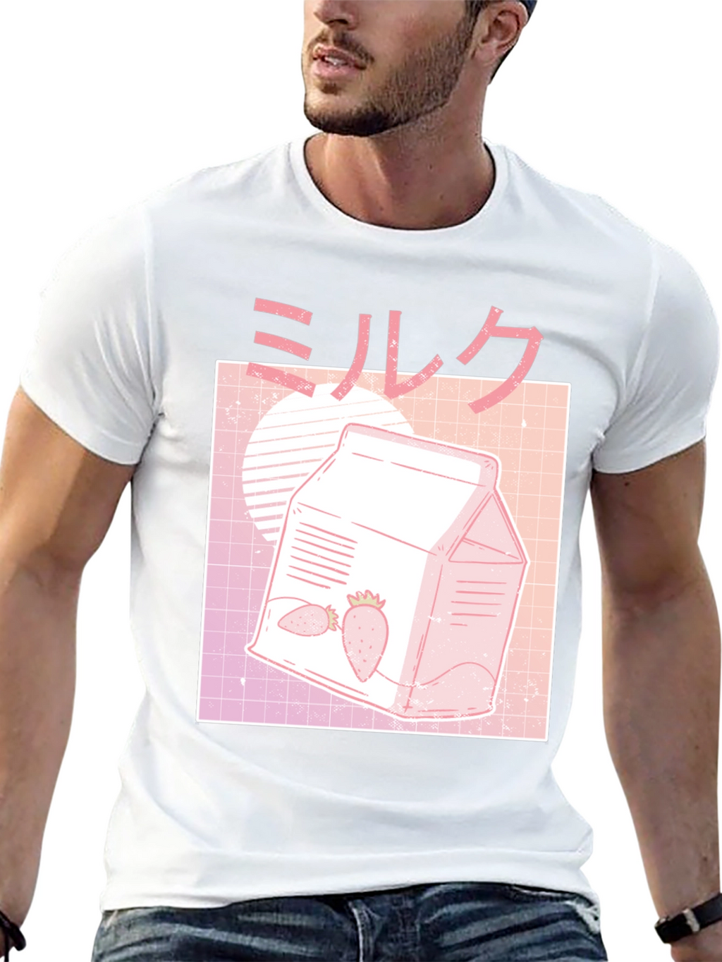 Strawberry Milk Graphic Tee - Vaporwave Aesthetic