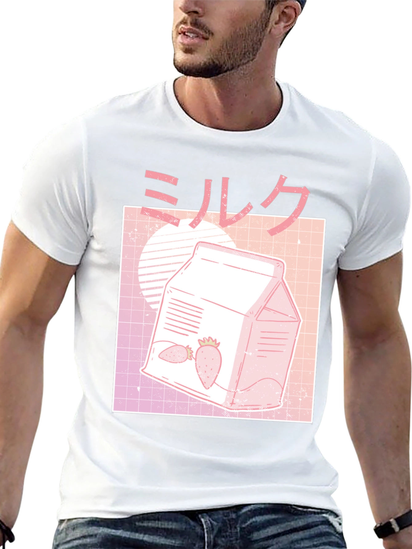 Strawberry Milk Graphic Tee - Vaporwave Aesthetic