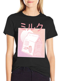 Strawberry Milk Graphic Tee - Vaporwave Aesthetic
