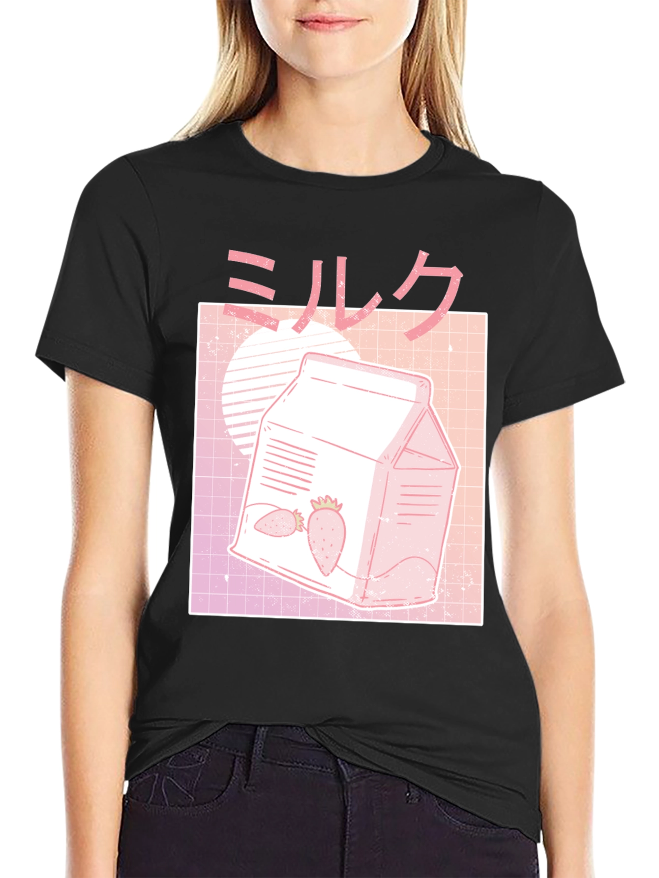 Strawberry Milk Graphic Tee - Vaporwave Aesthetic