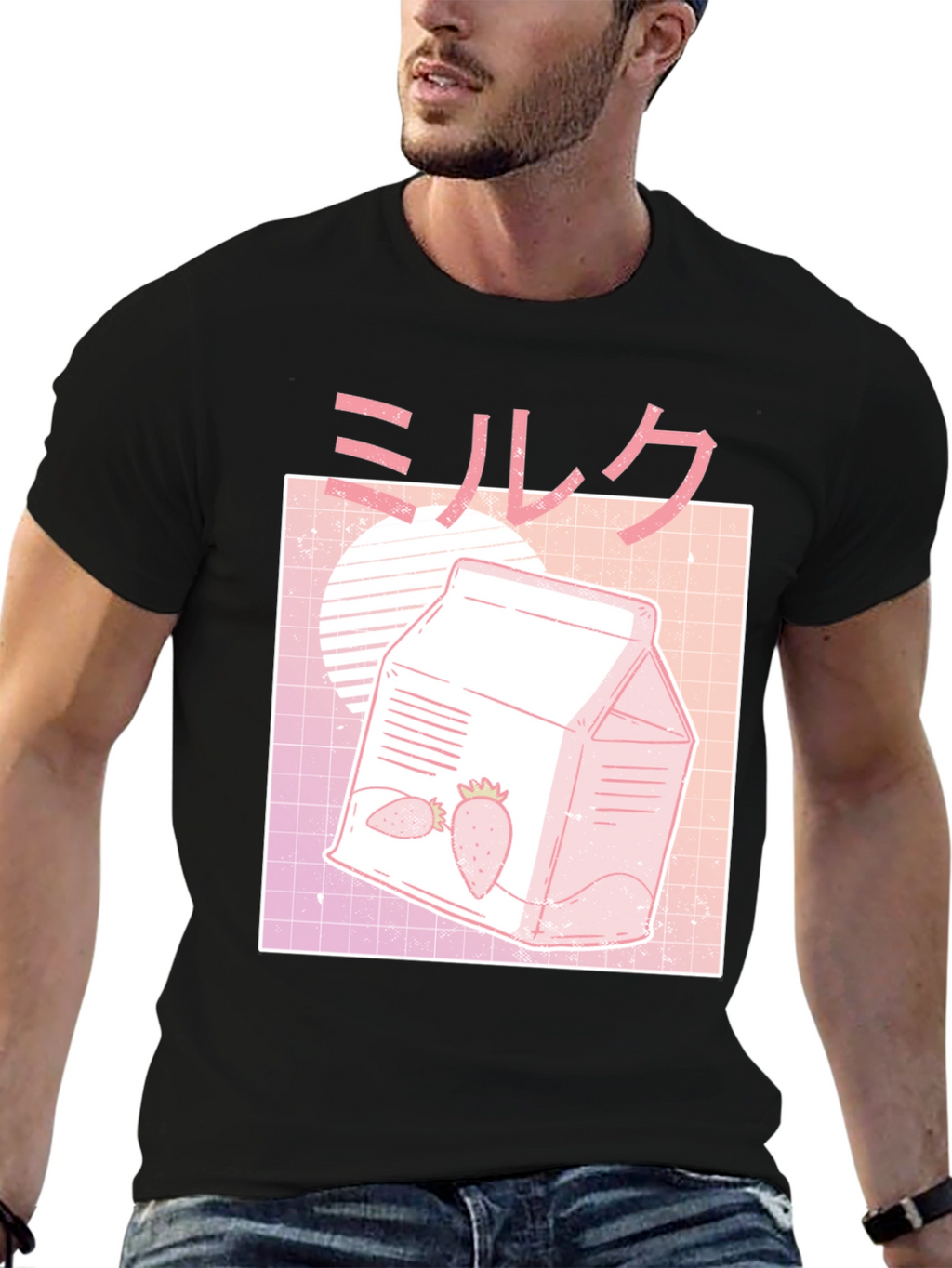 Strawberry Milk Graphic Tee - Vaporwave Aesthetic