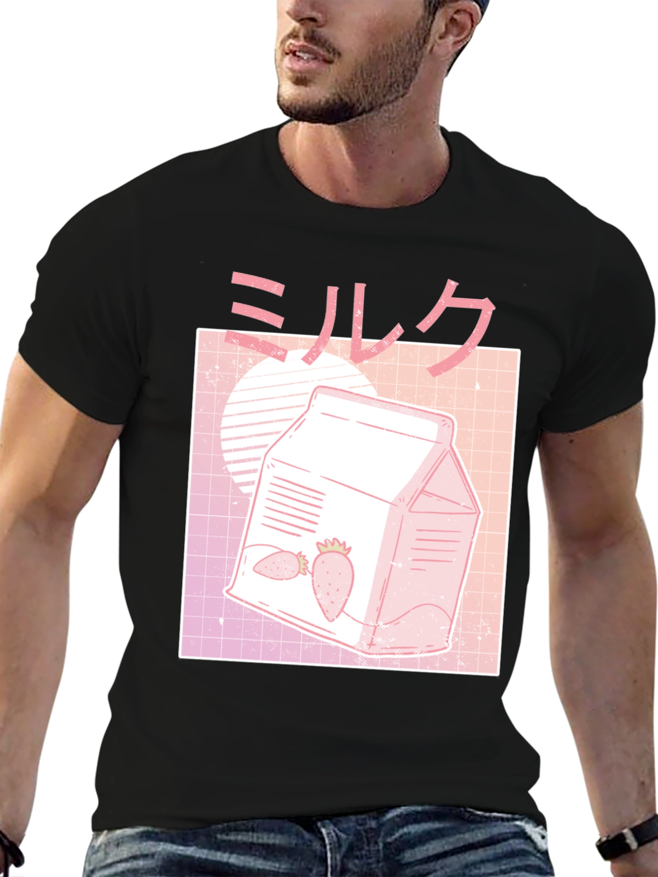 Strawberry Milk Graphic Tee - Vaporwave Aesthetic