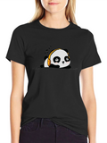 Cute Panda Music Lover Black T-Shirt
