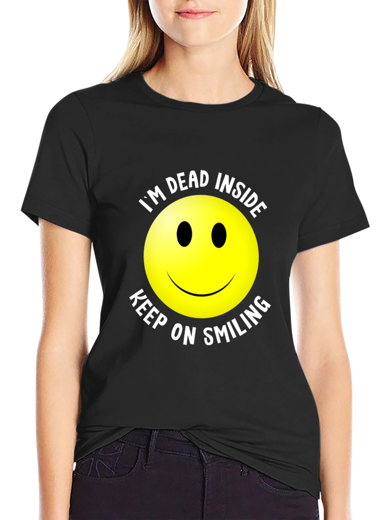 Im Dead Inside Smiley Face Graphic T-Shirt