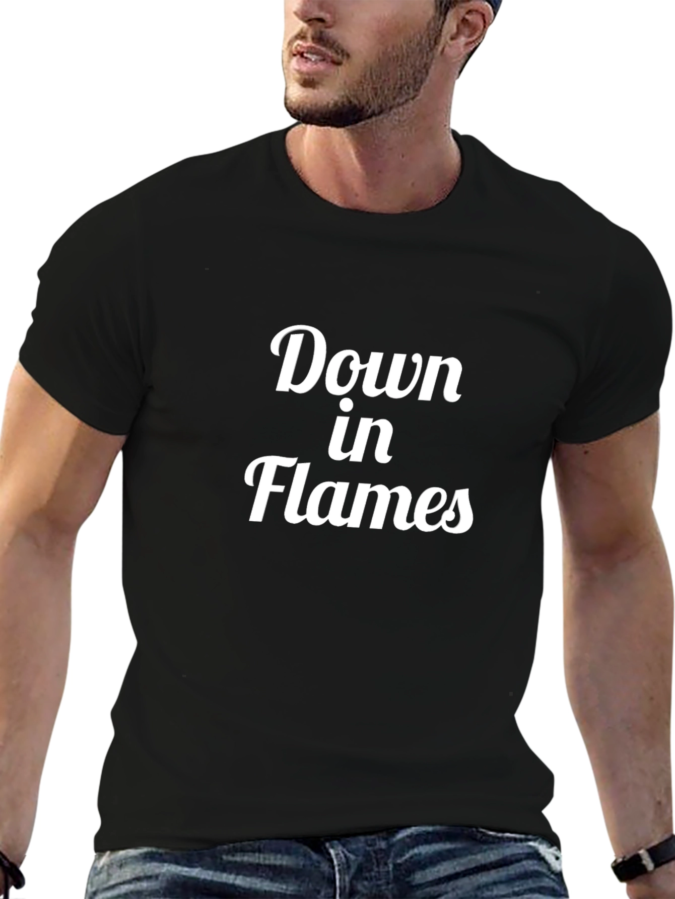 Down in Flames Black Graphic Tee