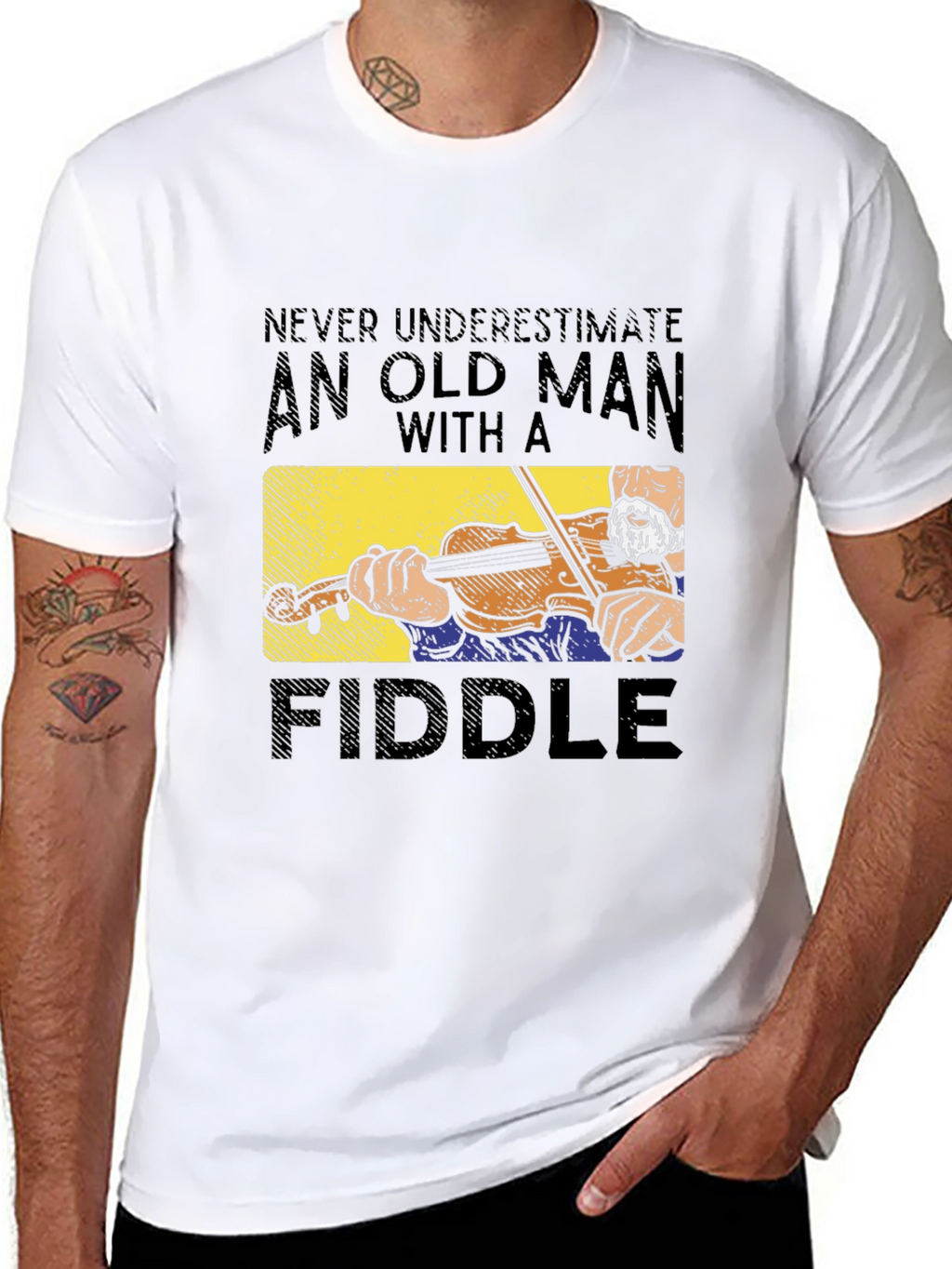 Old Man Fiddle T-Shirt - Musician Gift
