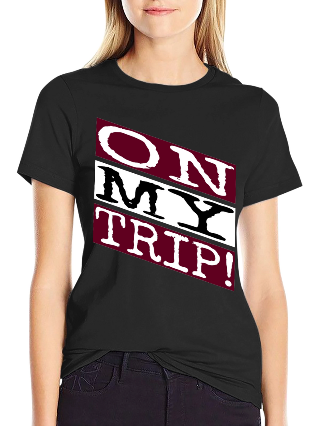 On My Trip! Graphic Tee - Black Cotton T-Shirt