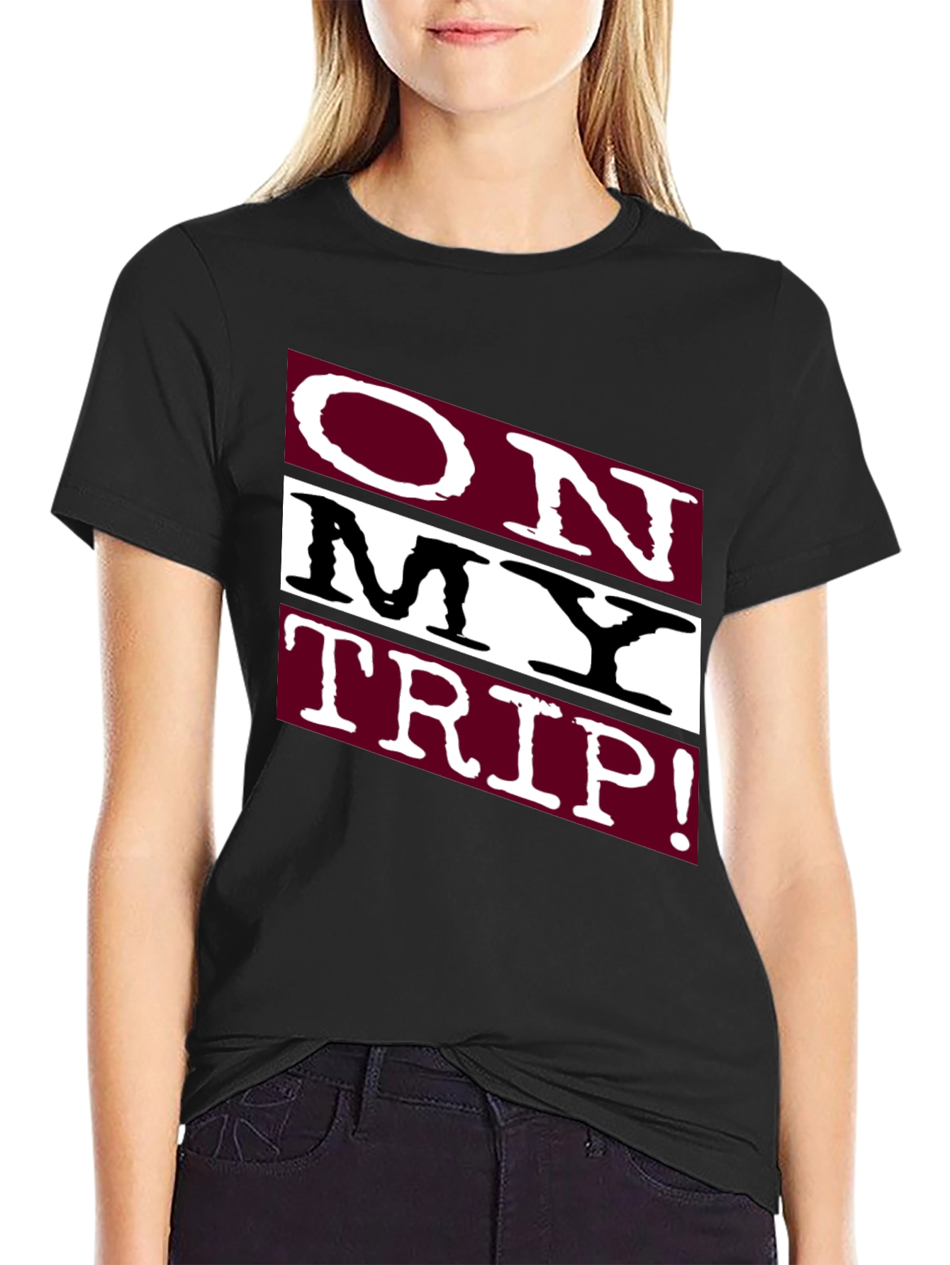 On My Trip! Graphic Tee - Black Cotton T-Shirt