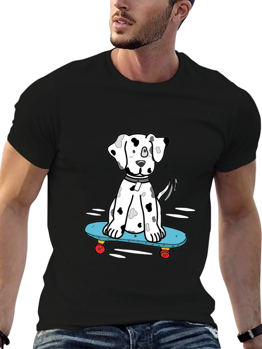 Skateboarding Dalmatian T-Shirt – Cool Dog Skater Graphic Tee