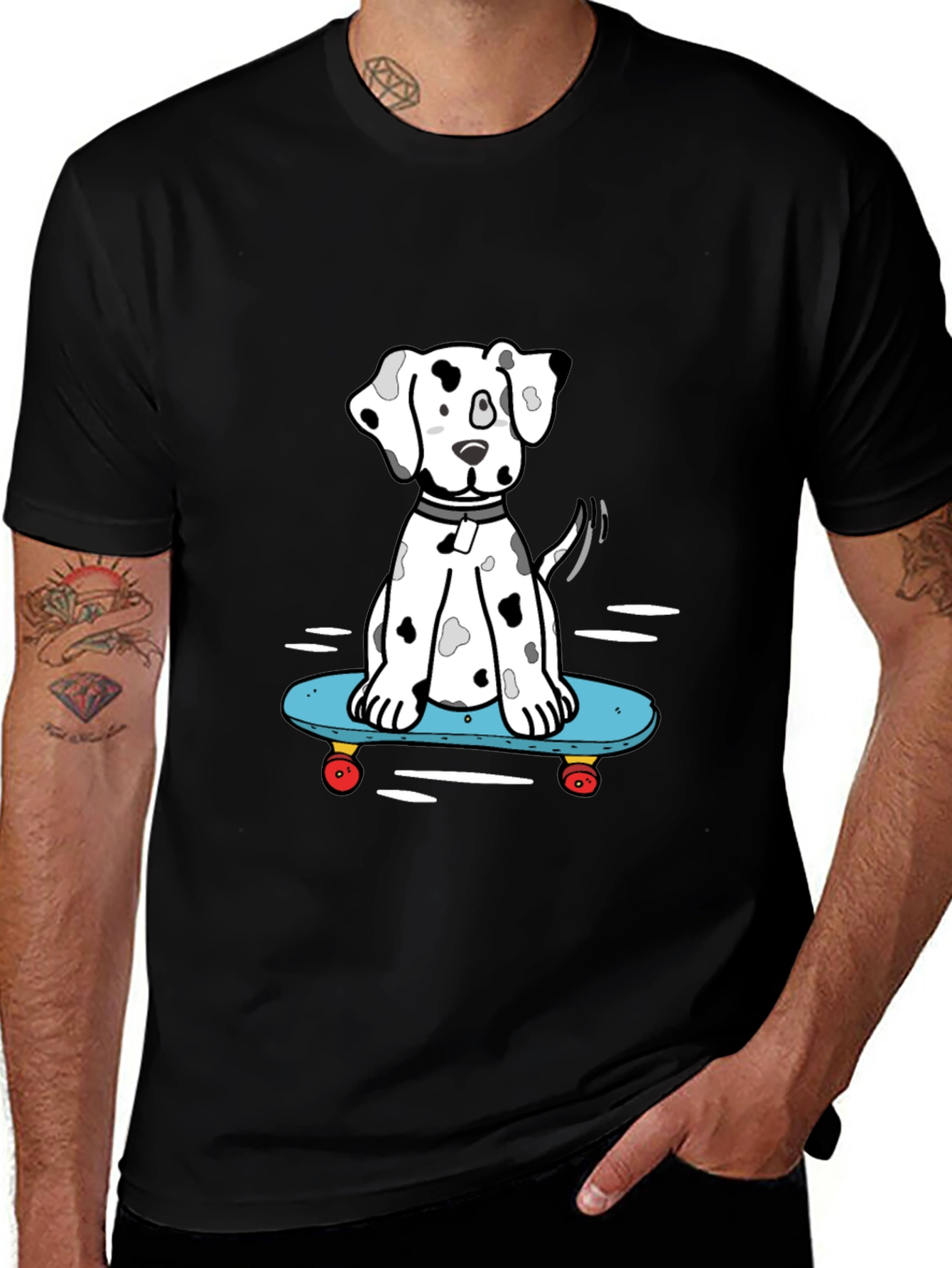 Skateboarding Dalmatian T-Shirt – Cool Dog Skater Graphic Tee