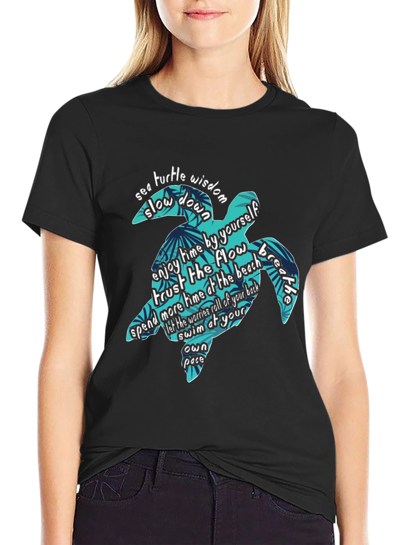 Sea Turtle Wisdom Graphic Tee - Slow Down and Enjoy Life