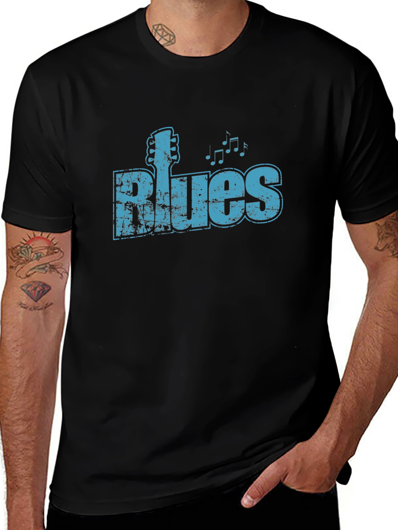 Blues Music Graphic Black T-Shirt