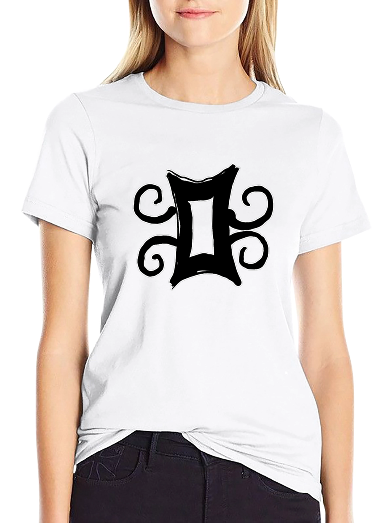 Gemini Zodiac Symbol Graphic Tee - Black