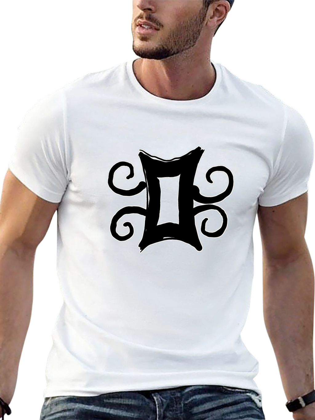 Gemini Zodiac Symbol Graphic Tee - Black