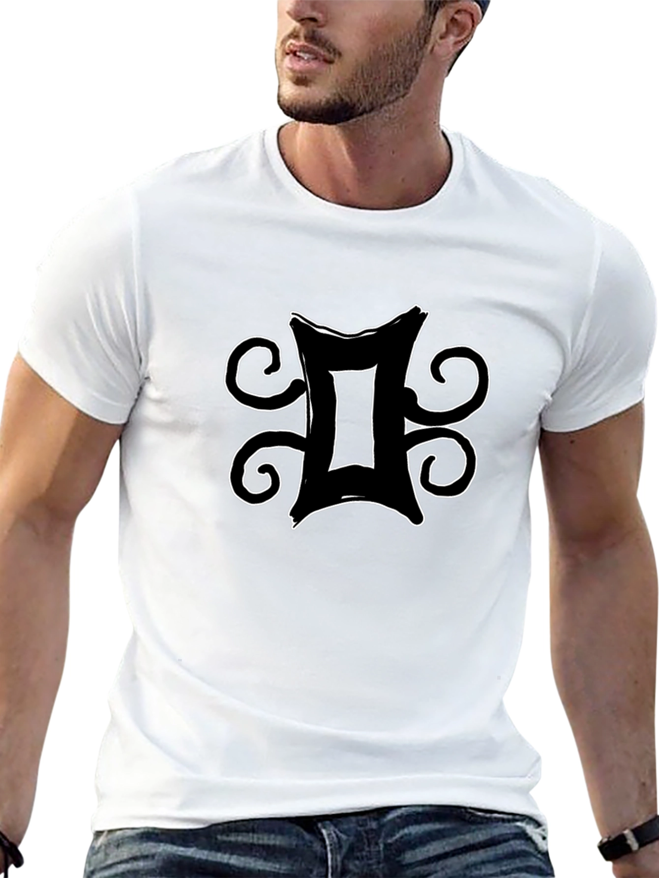 Gemini Zodiac Symbol Graphic Tee - Black