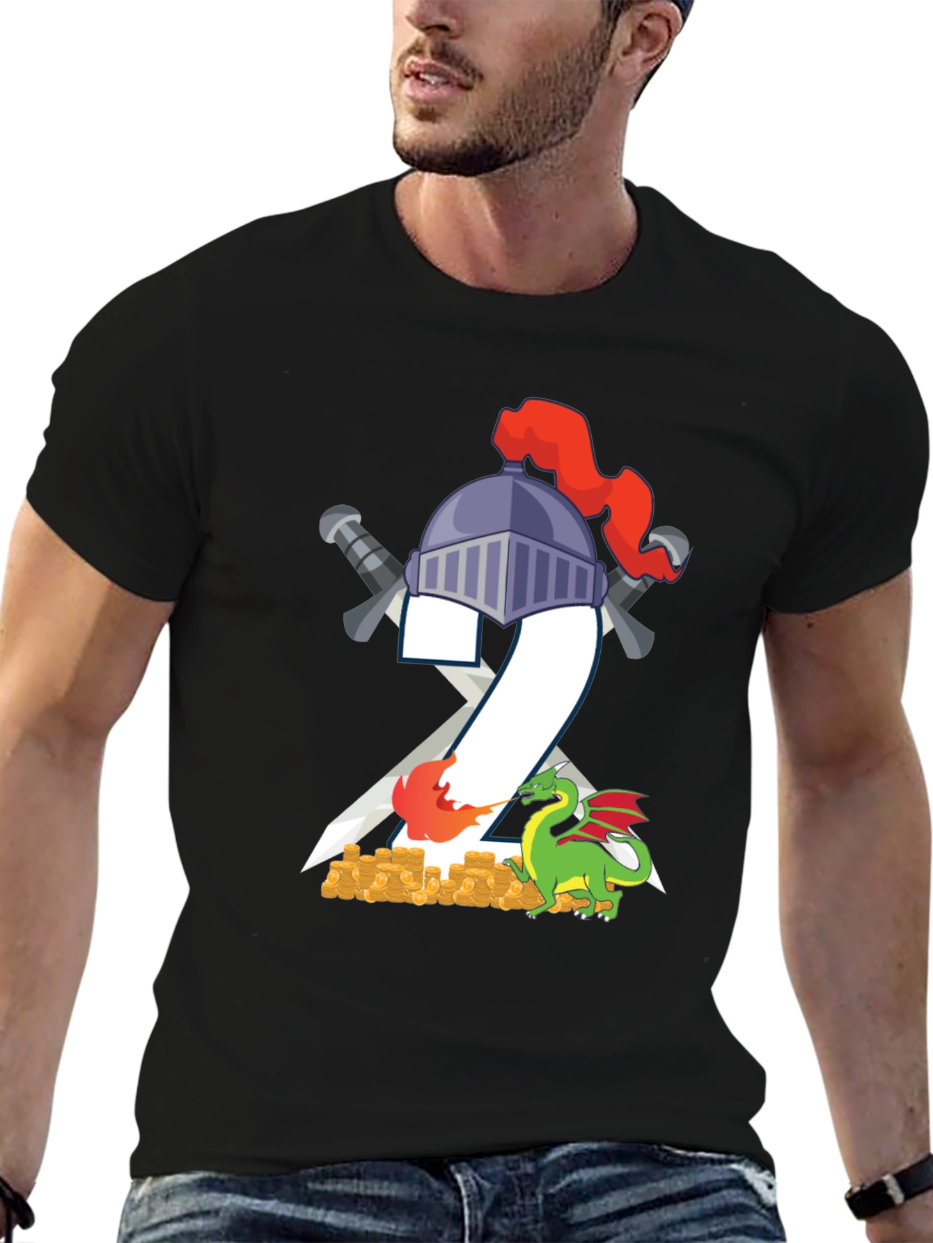 Knight & Dragon T-Shirt - Fantasy Tee