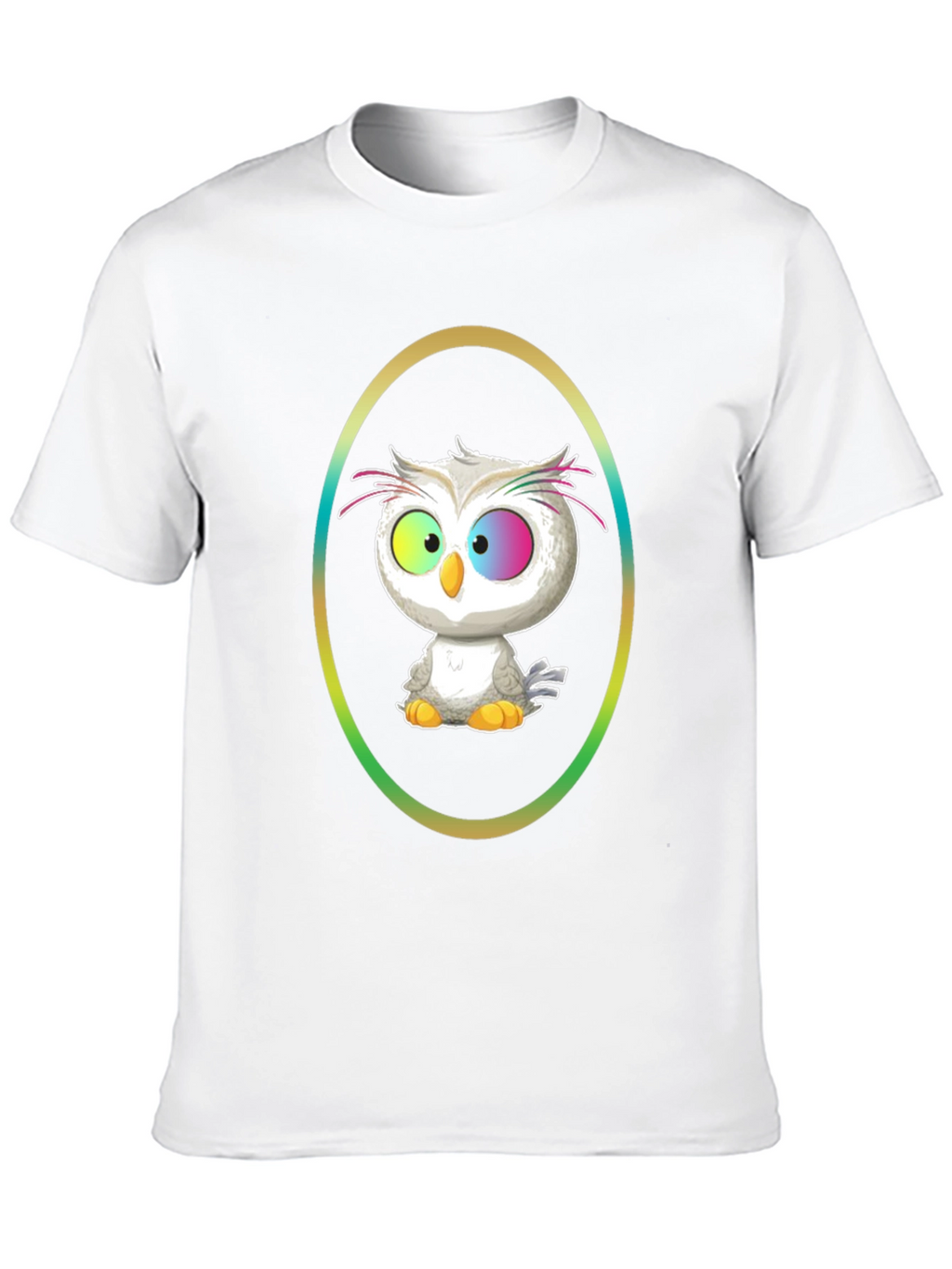 Cartoon Owl Graphic Tee - Black Cotton Shirt