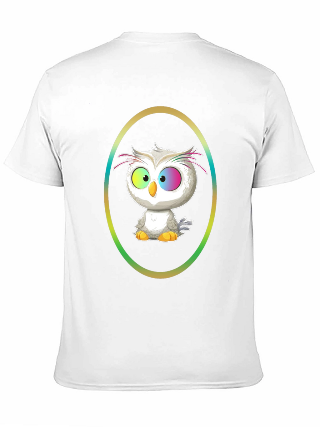 Cartoon Owl Graphic Tee - Black Cotton Shirt