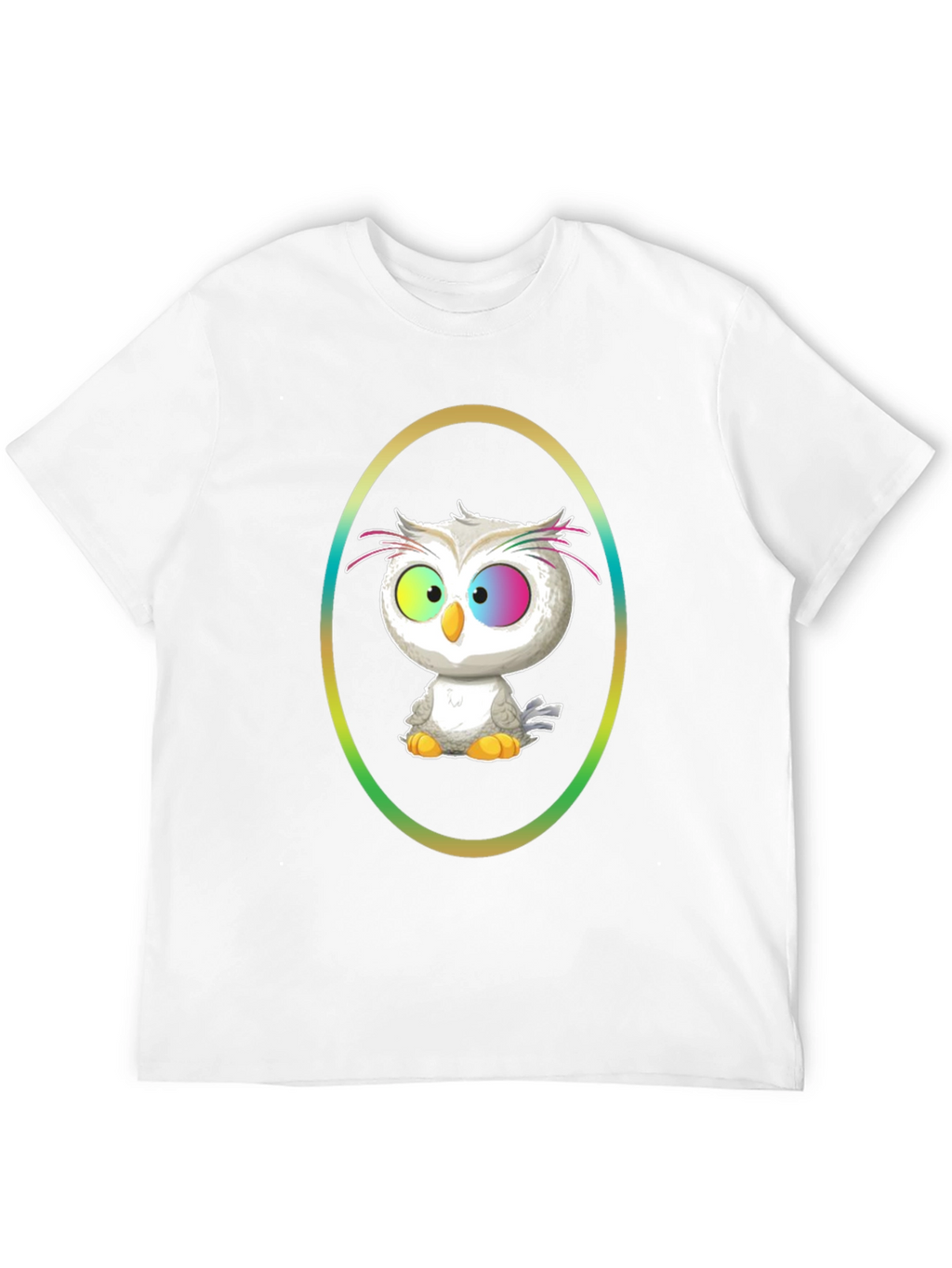 Cartoon Owl Graphic Tee - Black Cotton Shirt