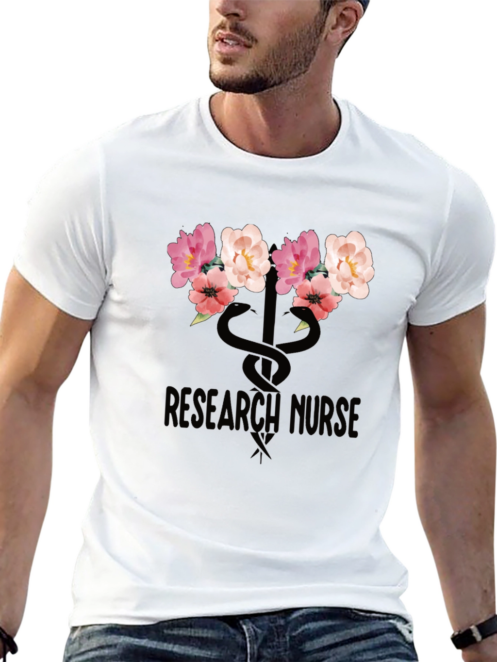 Research Nurse Floral T-Shirt - Stylish Medical Apparel