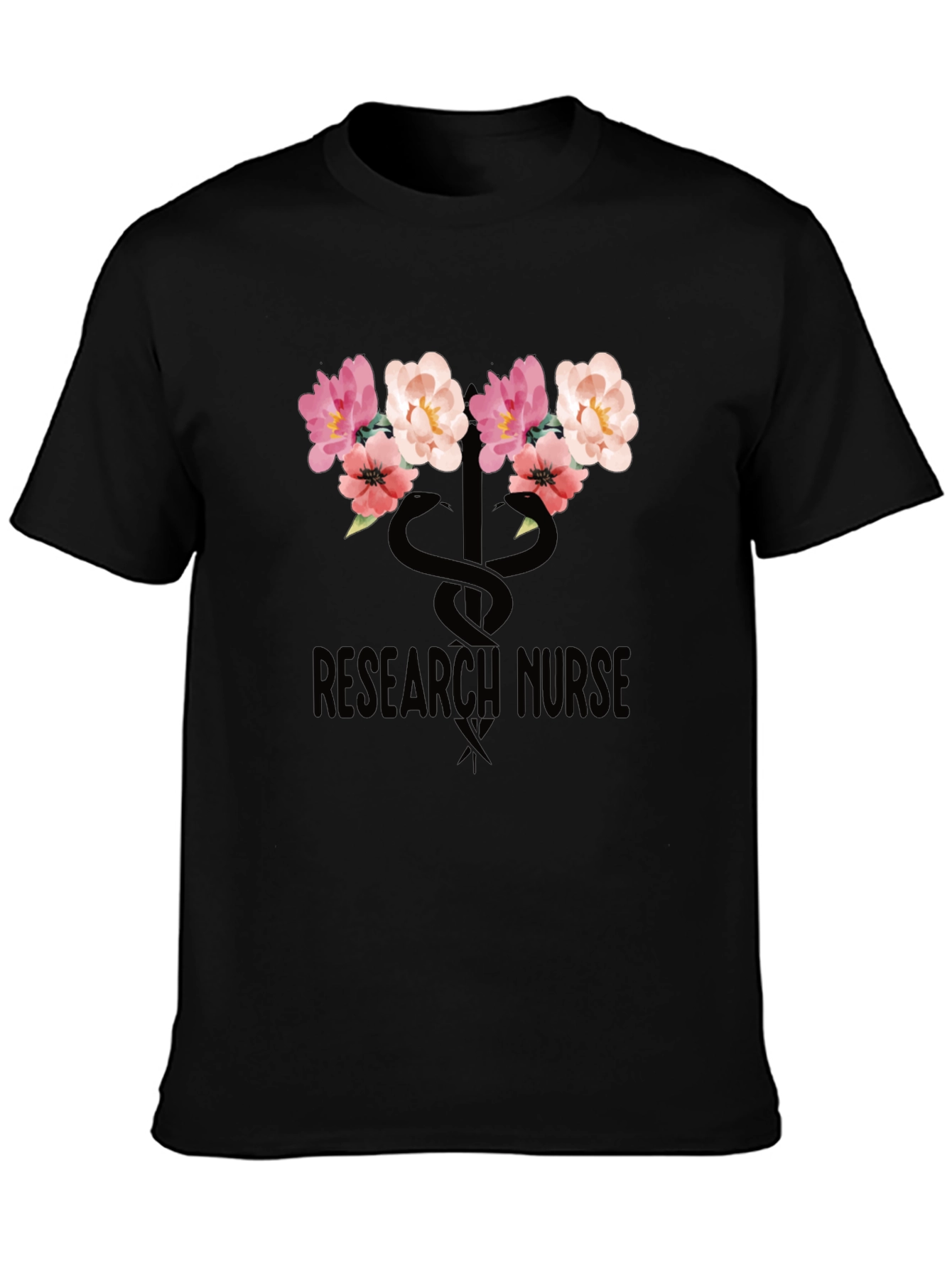 Research Nurse Floral T-Shirt - Stylish Medical Apparel