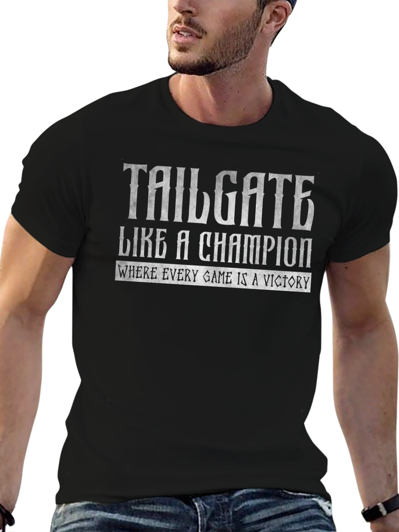 Tailgate Like a Champion Black Graphic Tee