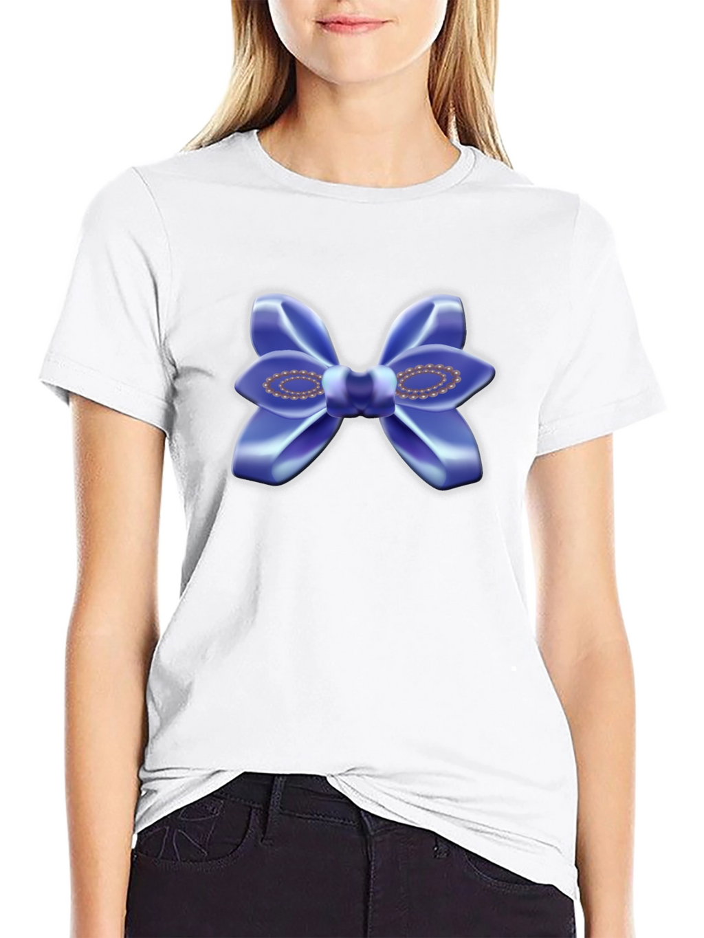 Blue Bow T-Shirt - Stylish Graphic Tee
