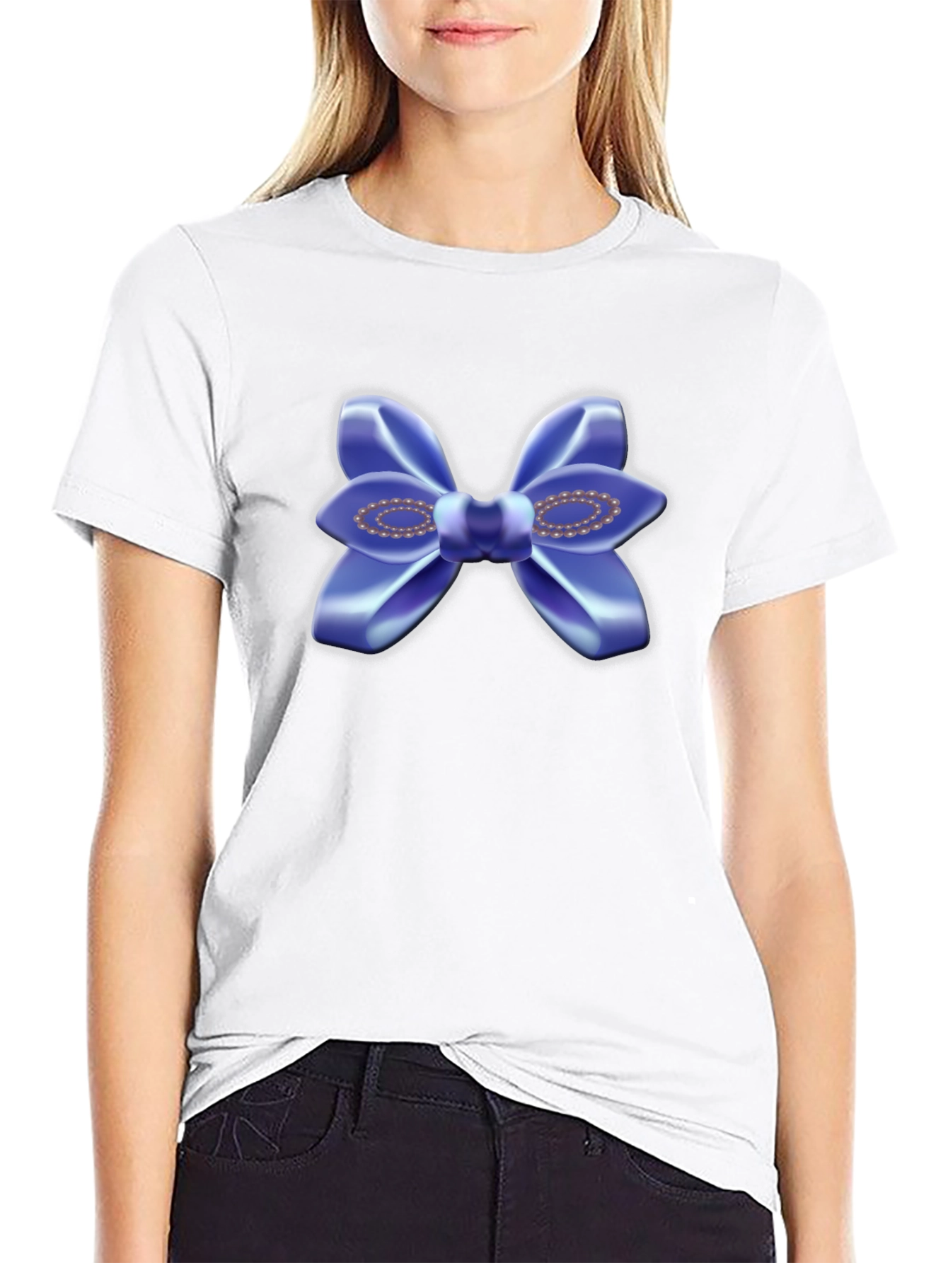 Blue Bow T-Shirt - Stylish Graphic Tee