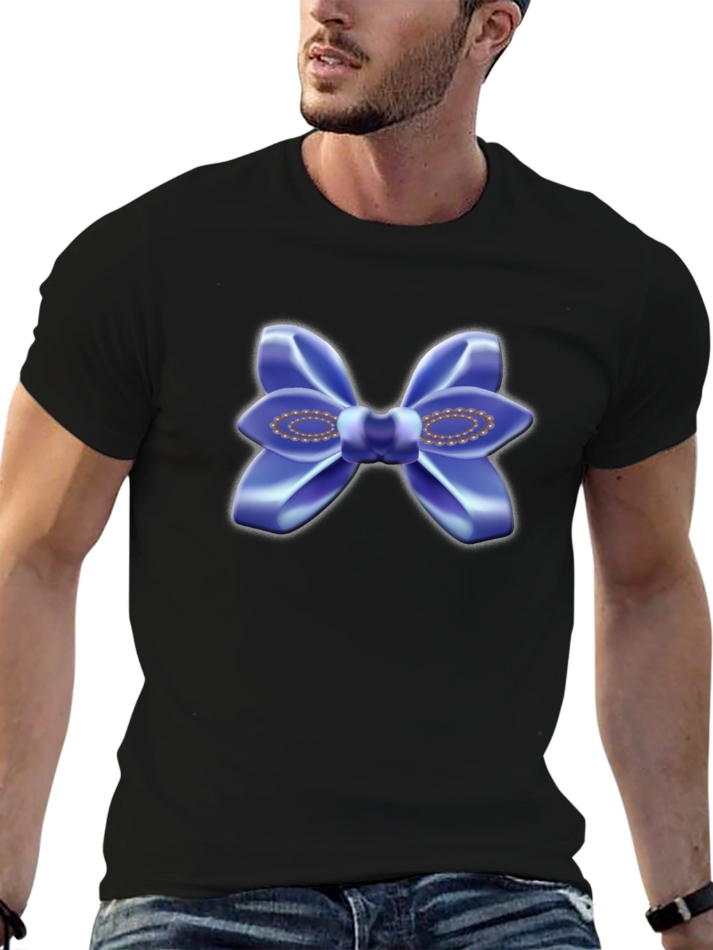 Blue Bow T-Shirt - Stylish Graphic Tee
