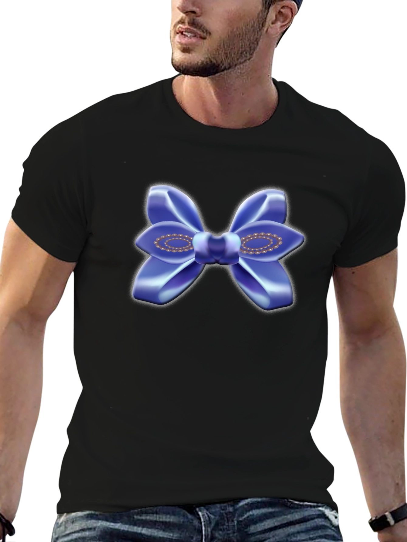 Blue Bow T-Shirt - Stylish Graphic Tee