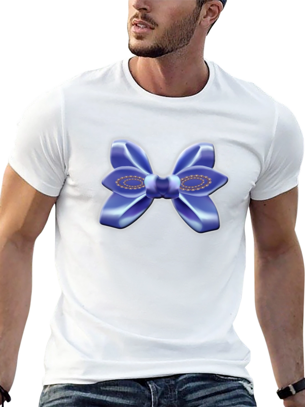 Blue Bow T-Shirt - Stylish Graphic Tee