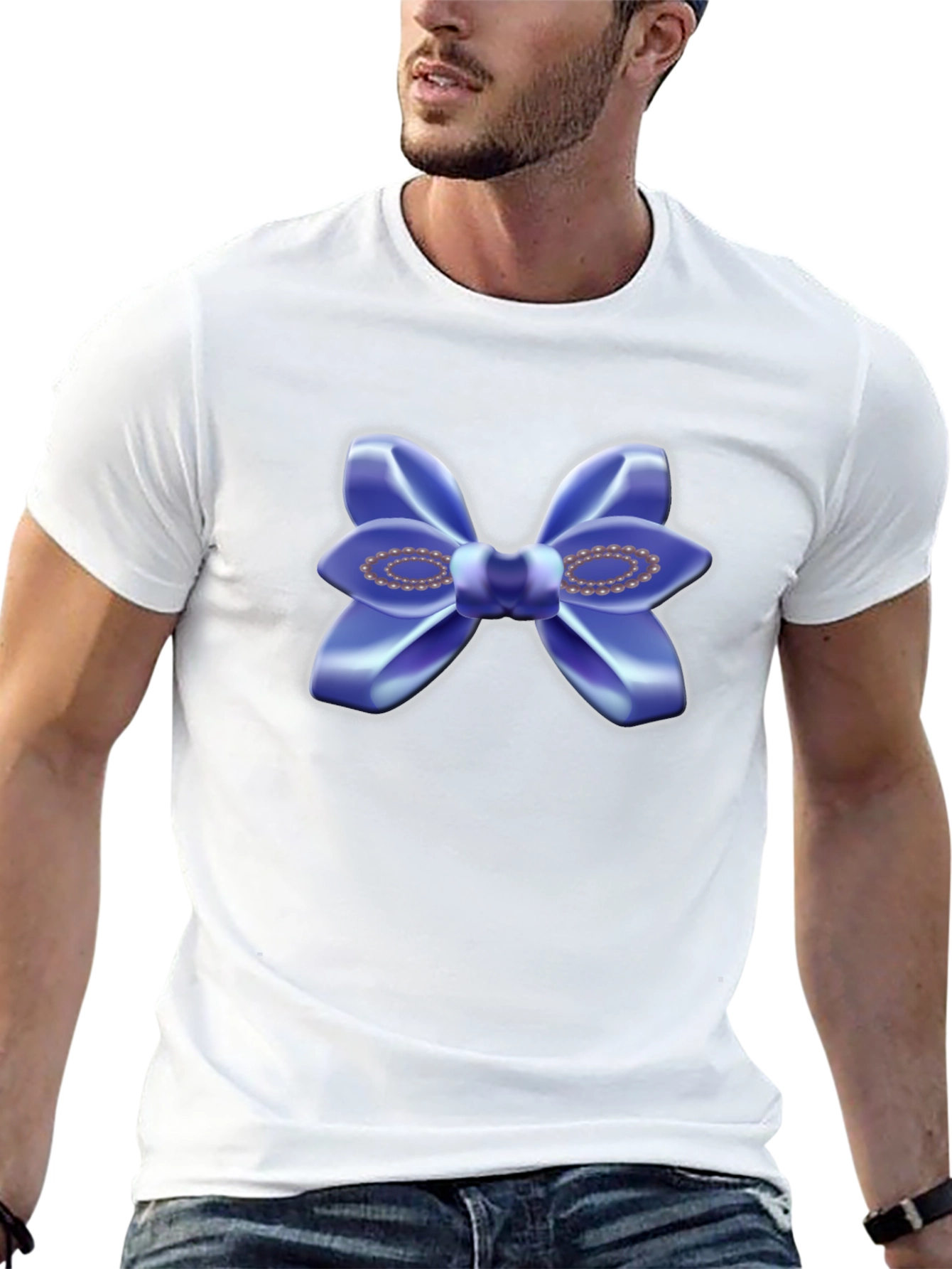 Blue Bow T-Shirt - Stylish Graphic Tee