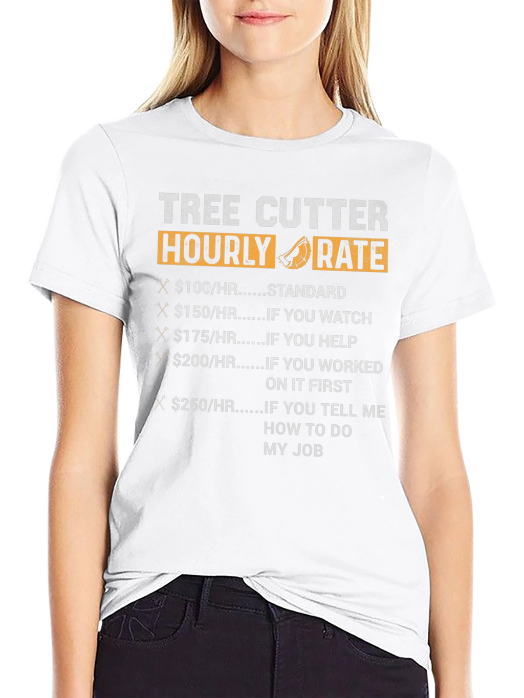 Tree Cutter Hourly Rate Funny Black T-Shirt