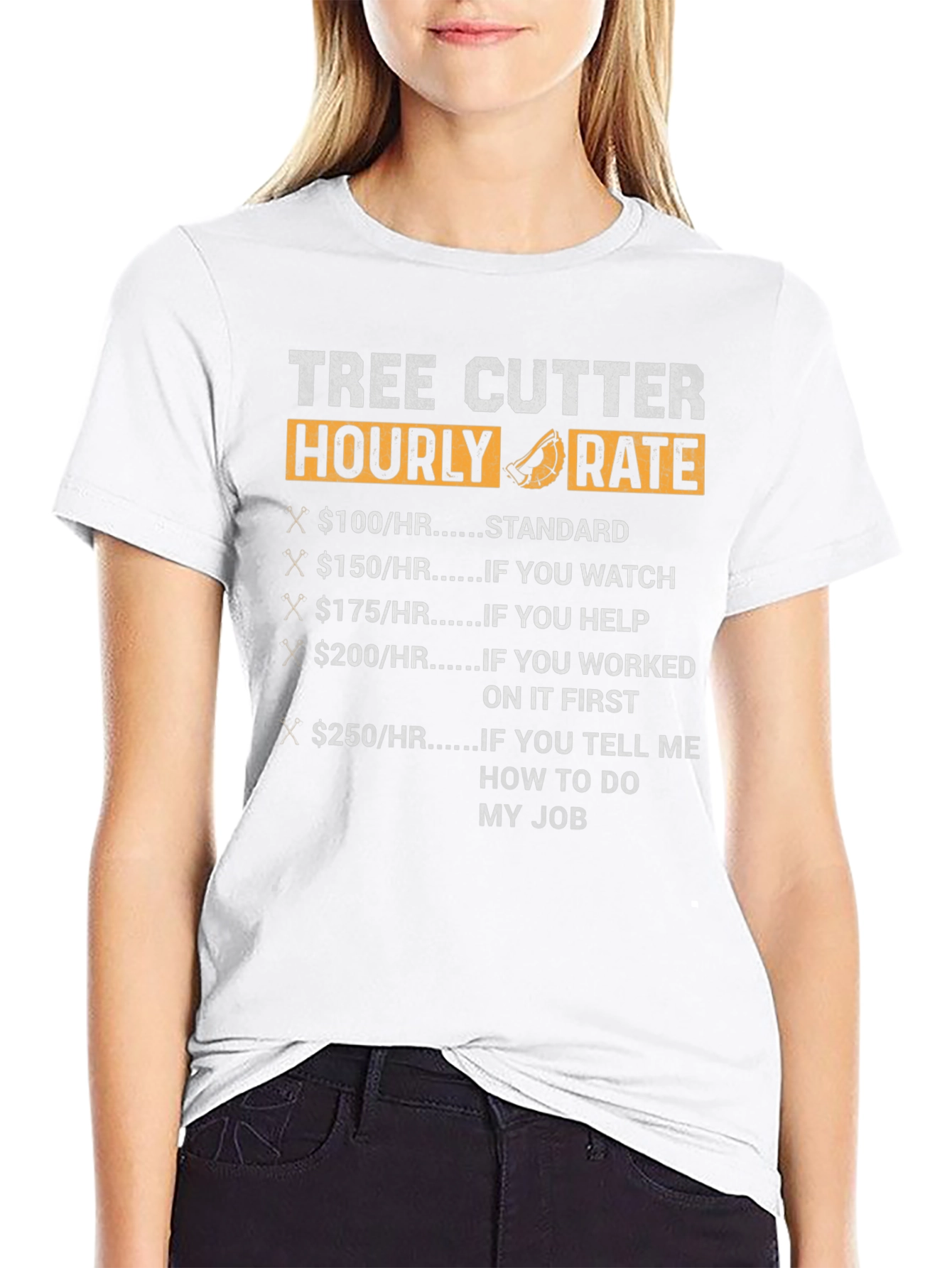 Tree Cutter Hourly Rate Funny Black T-Shirt