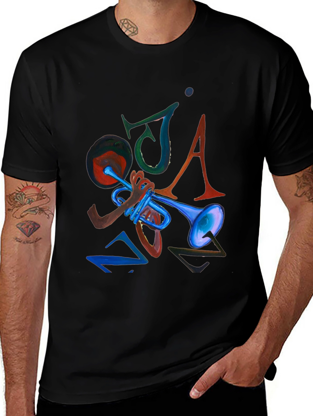 JAZZ Graphic Print Black Tee