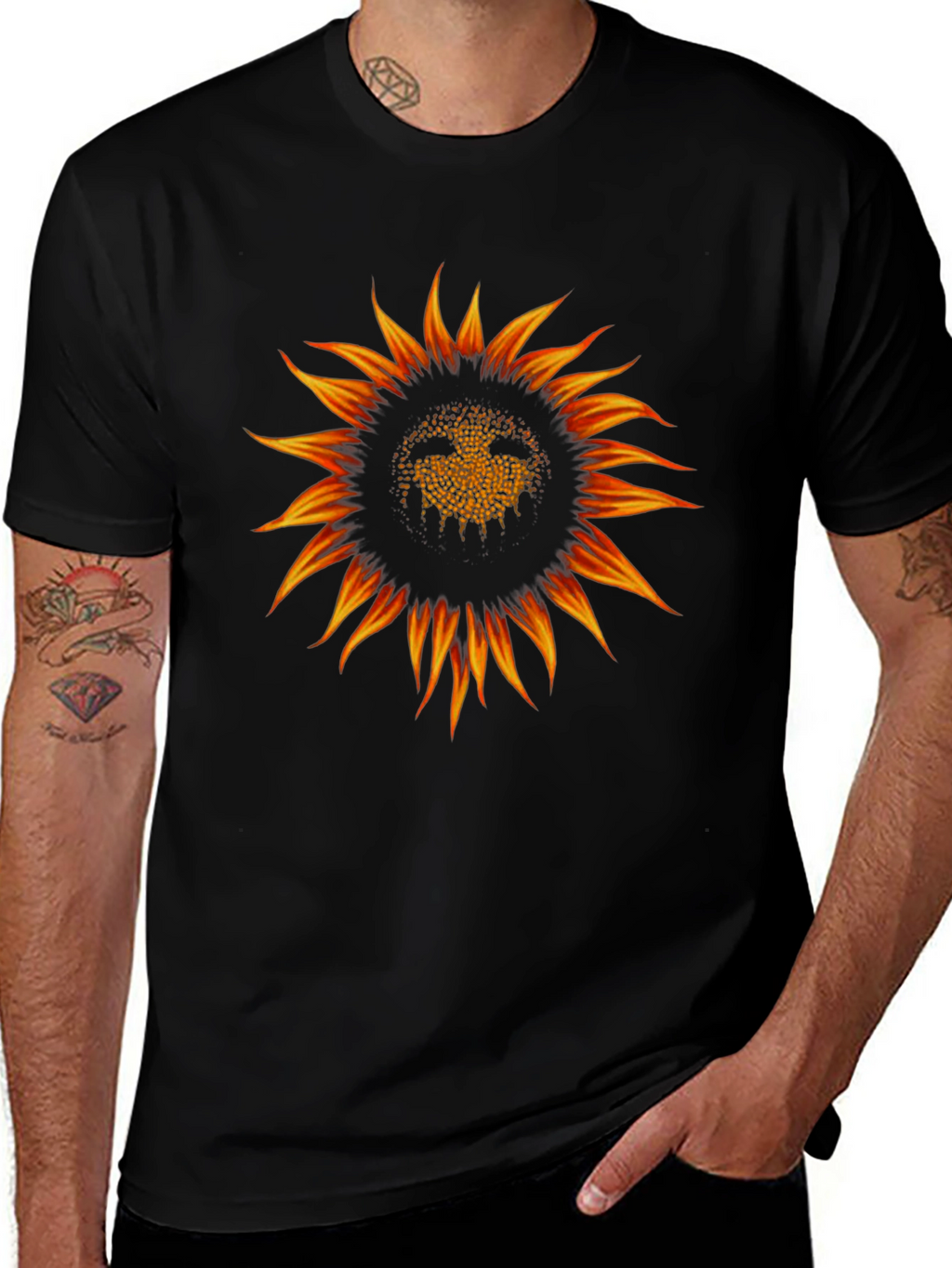 Sunflower Graphic Black T-Shirt