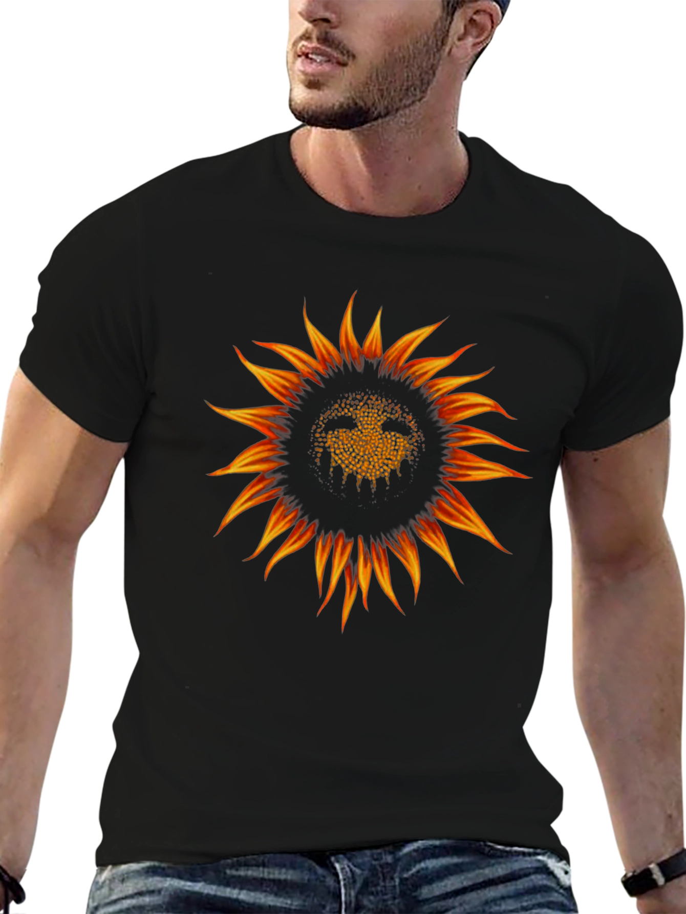 Sunflower Graphic Black T-Shirt