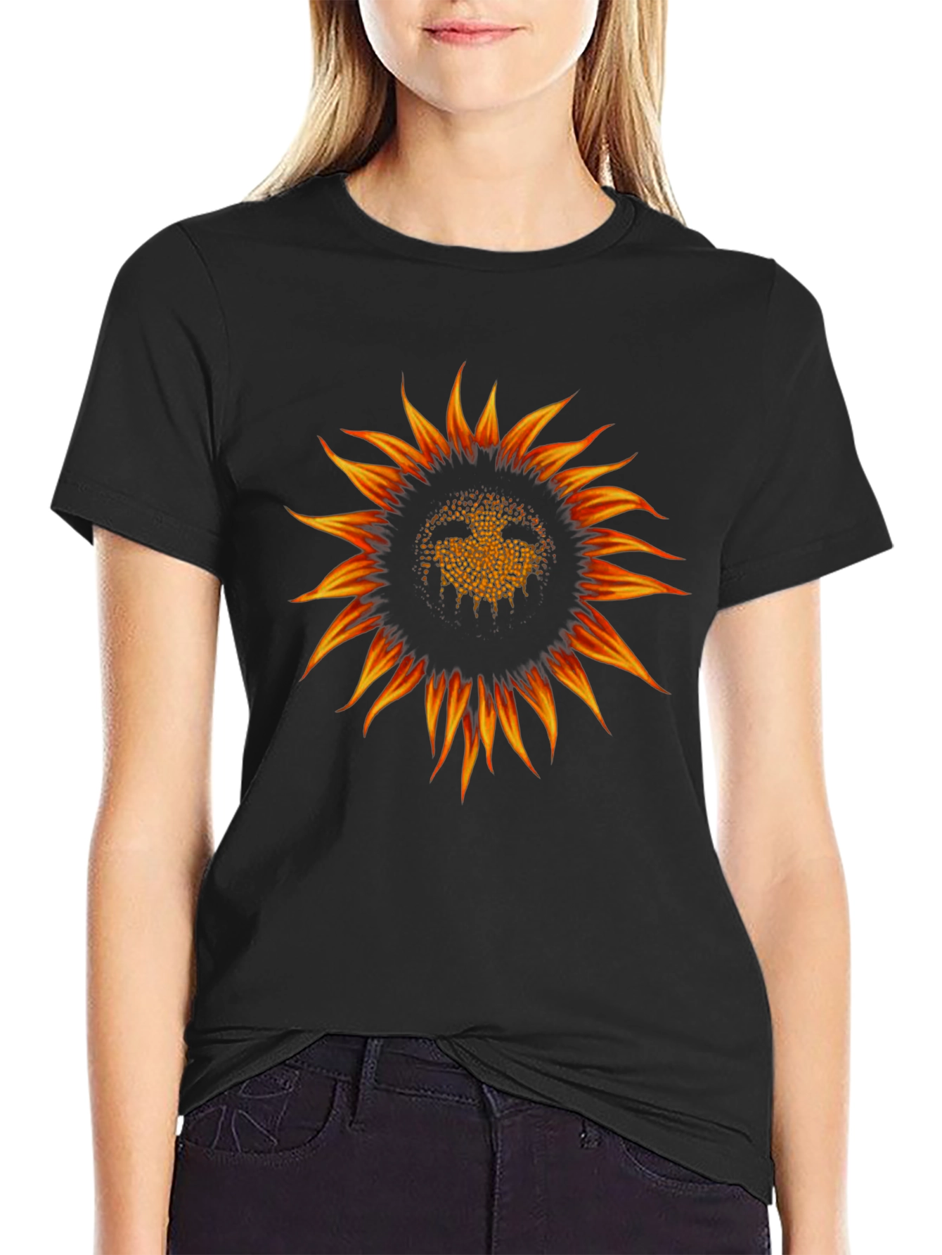 Sunflower Graphic Black T-Shirt