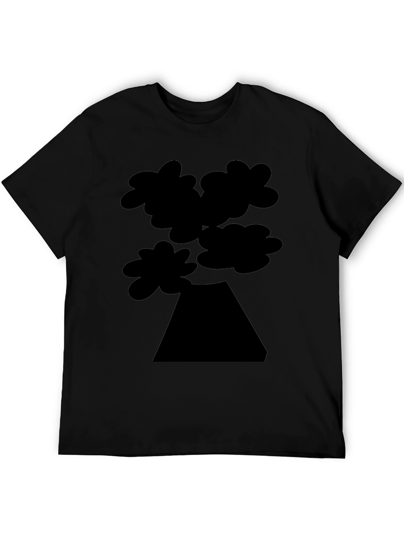 Abstract Tree Graphic Tee - Black Cotton Casual Shirt